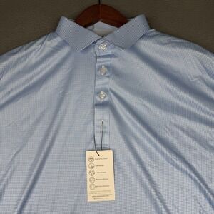 Collars & Co. Polo Shirt Mens 2XL Blue Semi Spread Moisture Wicking Stretch